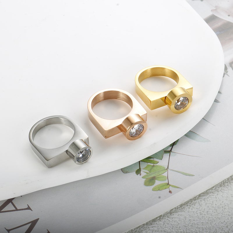 Creative Export Ring, Screw Pattern Twisting Accessories, Stone Replacement Stainless Steel Ring, Accessible Luxury And High-End Feel That Will Not Fall Off - Image 3